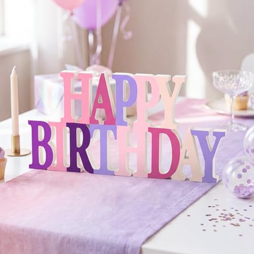 Novabright Happy Birthday Sign, Pink and Purple, No Glitter by Unknown