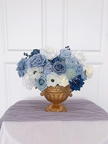 FACINOC Roses Artificial Flowers Blue Bouquet Box Set Fake Flower for DIY - Image 6