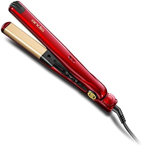 Andis Professional Curved Edge 1-inch 450ºF High Heat Ceramic Hair Flat Iron with Dual Voltage and Auto Shut-off, Red/Gold (30230) by Andis