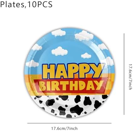 Cartoon Cowboy Birthday Supplies, Cute Funny Happy Birthday Tableware for Kid, Party Decoration Supplies with Banner, Tablecloth, Plate, Paper Cup, Napkin - Image 5