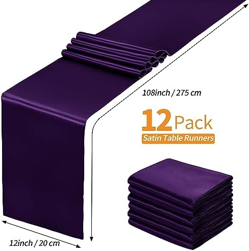 SiinvdaBZX 12 Pcs Purple Satin Table Runner 12 x 108 inches Long - Image 4