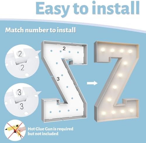 4FT Light Up Marquee Letter Z - Large Foam Board Mosaic Kit - Image 4