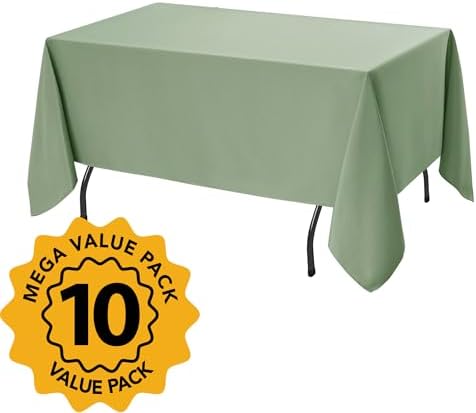 10-Pack Sage Green Tablecloths for Rectangle Tables, 70 x 120 in - Image 2