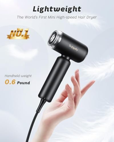 Dual Voltage Travel Hair Dryer, Mini High-Speed Blow Dryer for Fast Drying, Ionic Hairdryer with Diffuser Gift Women, Lightweight Compact Portable,Quiet,European International 100-240V,Black - Image 3