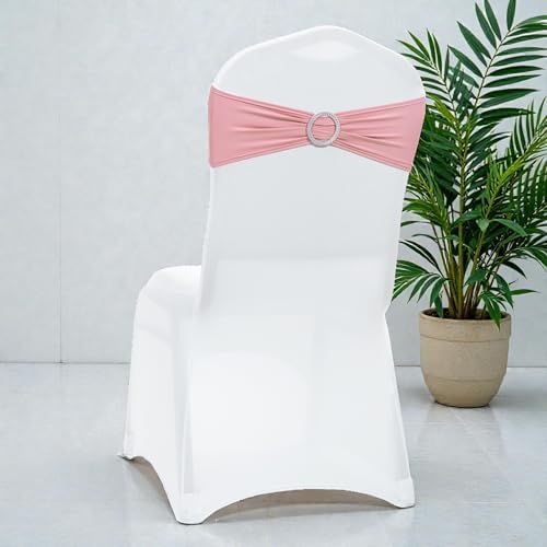 MDS Pack of 150 Spandex Chair Sashes for Wedding Party & Event – Dusty Rose - Image 5
