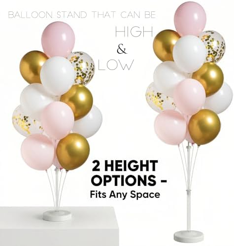 Pink Gold Balloon Column Stand Kit with Base,Pole for Floor&Table - Image 5