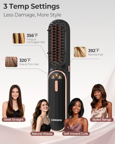 Cordless Hair Straightener Brush, Portable Travel Touch-Ups, S03 - Image 5
