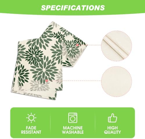 Artoid Mode Dark Green Dahlia Floral Pinnata Spring Table Runner, Seasonal Kitchen Dining Table Decoration for Home Party Decor 13x48 Inch - Image 5