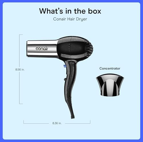 Conair Ionic Hair Dryer with Concentrator Attachment, 1875W, Full Size - Image 7
