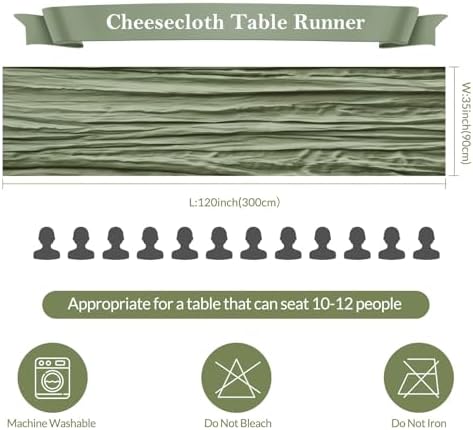 6 Pack Sage Green Cheesecloth Table Runner 35"×120" Gauze Table Runner - Image 3