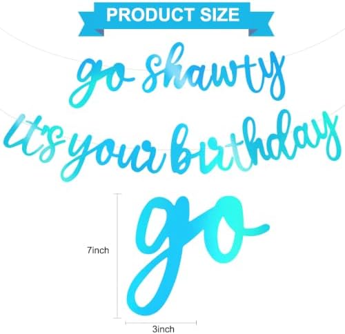 BEISHIDA Rainbow Blue Pre-Strung Go Shawty It's Your Birthday Banner Decor - Image 2