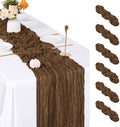 6 Pack Brown Cheesecloth Table Runner, 17 x 108 inch, Semi Sheer Boho Cheese Cloth Fabric Table Runner Bulk for Wedding, Birthday, Party, Holiday, Home Decor (Brown) by ACSUIT