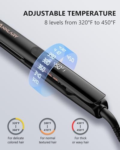 Annlary Hair Straightener 1 Inch Flat Iron and Curler 2 in 1 Titanium Ceramic Ionic Dual Voltage Straightener with Heat-Resistant Silicone, for Less Frizz, Shinier & Smoother - Image 3