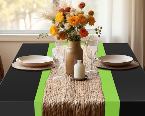 Oudain 3 Pcs Plastic Disposable Table Cloth 54" x 108", Green, Black - Image 5