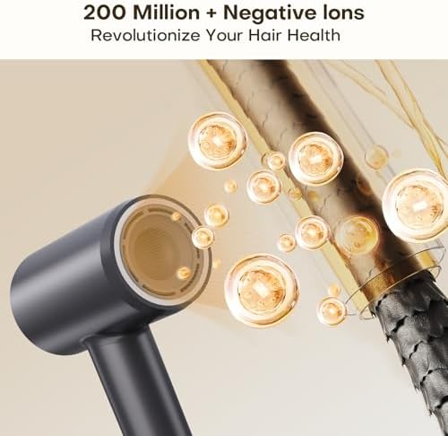 High Speed Hair Dryer, 200M Negative Ions for Frizz Reduce,110000 RPM Ionic Blow Dryer for Fast Drying, Low Noise & Lightweight Hair Dryer for Women & Travel,Heat Control - Image 3