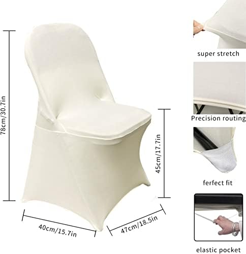 HAINARverS Stretch Spandex Folding Chair Covers 30PCS Ivory - Image 2