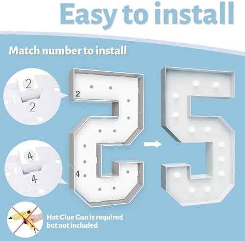 4FT Marquee Light Up Number 5, Foam Board & Water Bag, 12 Bulbs for Party - Image 4