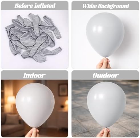 Voircoloria 110pcs Gray Latex Party Balloons, 12inch - Image 3