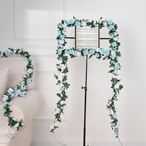 8Pcs 66Ft Flower Garland Rose Vines Blue & White Floral Garland Flower Vine - Image 3