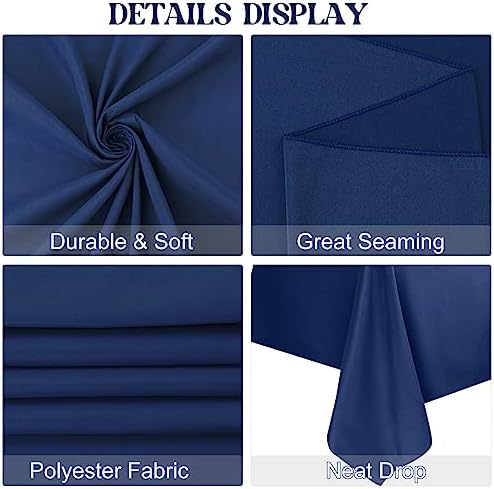 4 Pack Navy Blue Rectangle Polyester Tablecloth 60x102 Inch Washable Polyester Table Cover for Wedding Dining Table Buffet Parties Banquet Decor - Image 4