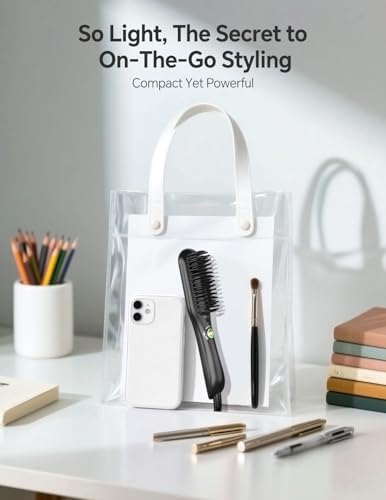 LANDOT Ceramic mini Hair Straightening Brush - Dual Voltage Hot Comb Travel - Image 6