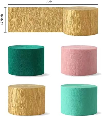 Sage-Green Pink-Gold Crepe Paper Streamers - 8 Rolls Green Party Decorations Streamer Birthday Rustic Wedding Bridal-Shower Bachelorette Engagement Paper Flowers Valentines Mothers Day Decor Panduola - Image 5