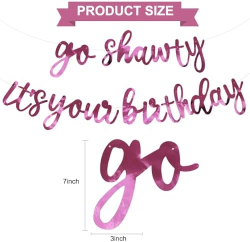 BEISHIDA Bright Pink Pre-Strung Go Shawty It's Your Birthday Banner Decor - Image 2