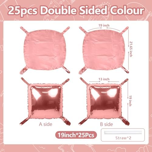 NISOCY 25PCS Rose Gold Square Foil Balloons Wall Backdrop - Image 2