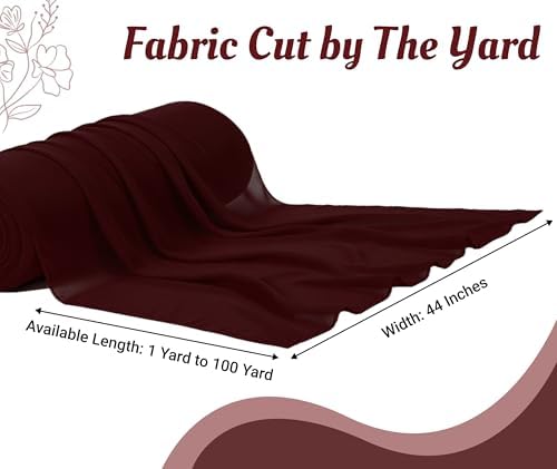 10 Yard Chiffon Fabrics, 44" Wide, Lightweight, Sheer – Burgundy - Image 4