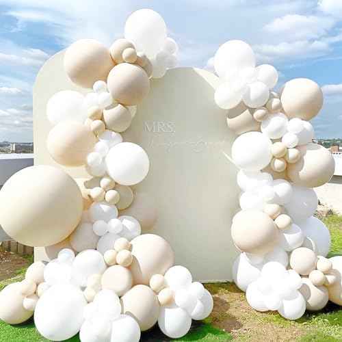 Voircoloria 66pcs White Sand Latex Party Balloons, 12inch - Image 4