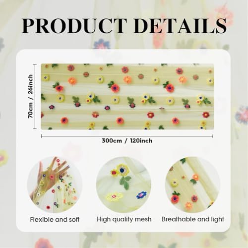 Artoid Mode Green Embroidery Daisy Gauze Table Runner 120 Inch 10FT - Image 6