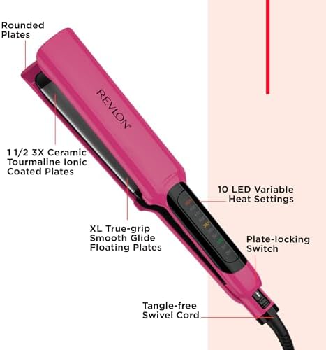 REVLON Smooth Brilliance Ceramic Hair Flat Iron, 1.5" Plates - Image 2