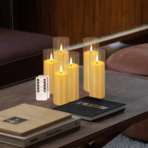 YOROXRG Flickering Flameless Candles Battery Operated with Remote and 2/4/6/8 H Timer Plexiglass LED Pillar Candles with Realistic Moving Wick for Home Decor Pack of 48 (D2.2 xH 5" 6" 7") (Ivory) - Image 4