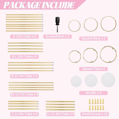 3PCS Cylinder Pedestal Stands for Parties, Gold Metal Plant Round Cylinder Stands for Party Flowers, Display Columns Pedestal Stand Cylinder Tables for Vases Birthday Party Backdrop Decorations - Image 4