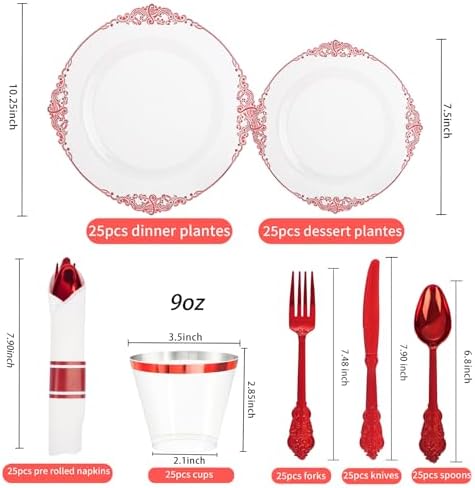 Hioasis 175 Pcs Clear Red Plates for Party - Image 5