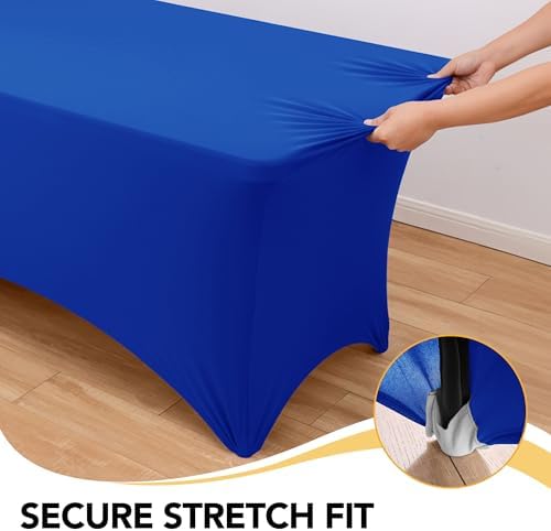6-Pack Royal Blue Spandex Tablecloths for 6ft Rectangle Tables - Image 3