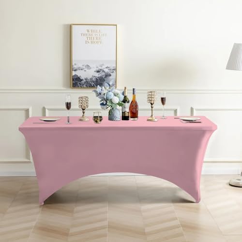 Eurmax USA 2-Pack Rectangular Fitted Spandex Table Covers 8ft Tablecloth Wedding Event Patio Table Decorations Stretch Table Cover for 8ft Folding Table (Hot Pink) - Image 6