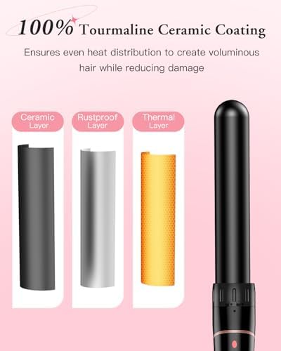 Long Barrel Curling Iron Wand Set, BESTOPE PRO 6 in 1 Curling Wand Set with Ceramic Barrel for Long/Medium Hair, 0.35"-1.25" Interchangeable Hair Wand Curler, Dual Volts, Include Glove & Clips - Black - Image 5