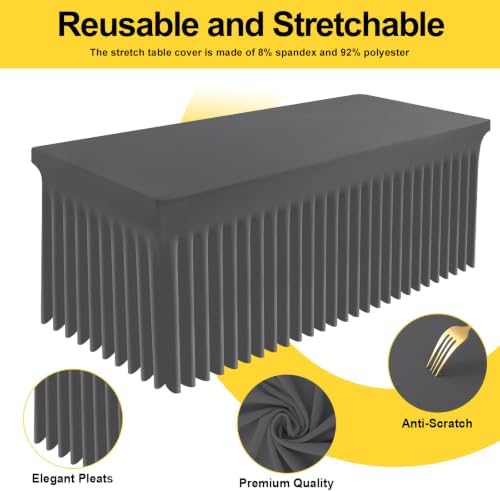 Smiry Spandex Elastic Fitted Table Cloth Skirt for 8FT Rectangle Table - Image 2