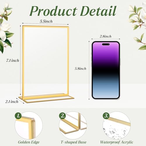 10 Pack Gold Acrylic Sign Holders 5x7 Double Sided Picture Frames - Image 4