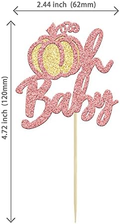 24Pcs Oh Baby Cupcake Toppers Rose Gold Glitter Pumpkin Birthday Baby Shower Party Decorations Cake Picks Fall Babyshower Cupcake Decorations - Image 2