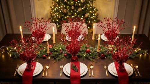 4 Pack Christmas Centerpieces for Tables Red - Image 5