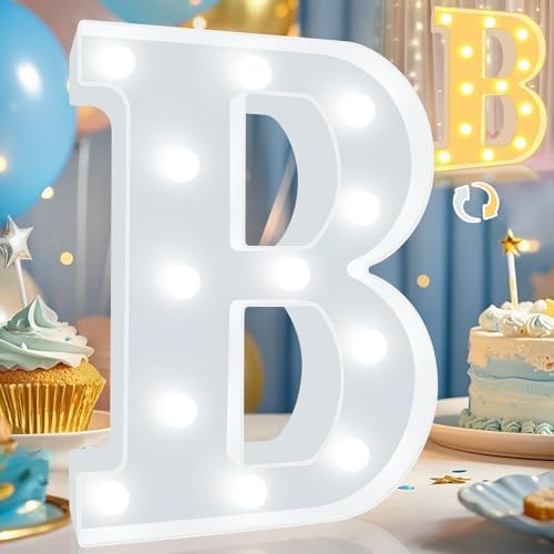 Pooqla LED Marquee Letter Lights, Warm White and Cool White Decorative Lighted Letters, Light Up Alphabet Letters for Boys Girls, Party, Wedding, Bar, Night Light, Birthday Decoration, Letter B by Pooqla