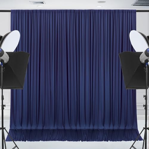 ESGOTBME 10x10ft Wrinkle Free Navy Blue Backdrop Curtain for Parties Soft Fabric Drapes Wedding Blue Curtain Backdrop for Birthday Party Decorations Background for Photography 5x10ft, 2 Panels - Image 6