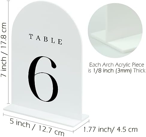 White Arch Table Numbers for Wedding, 30 Pack 5"x7" White Arch Acrylic Table Numbers 1-30 with stand, Perfect for Wedding Reception - Image 2
