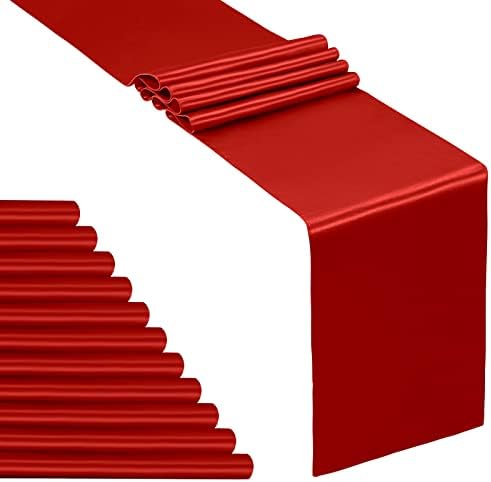 SiinvdaBZX 12 Pcs Red Satin Table Runner 12 x 108 inches Long by SiinvdaBZX