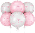 Bow Round Foil Balloons Birthday Coquette Decor 22 Inch 6 Pcs by vibzox