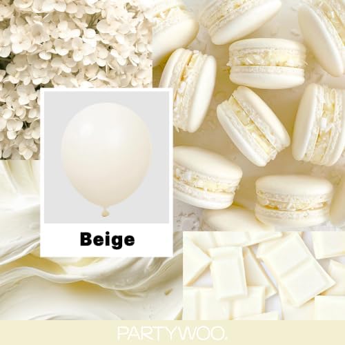 PartyWoo Beige Balloons 50pcs Cream Ivory White Balloons 12 Inch - Image 2