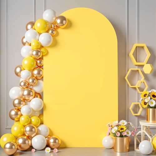 7.2 ft Arch Backdrop Cover Yellow - Double-Sided Spandex Arch Covers Stretchy Backdrop for Balloon Arches Birthday Party Baby Shower Banquet Wedding Photo Background by Unknown