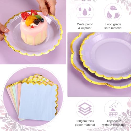 144 Pcs 48 Guests Pastel Plates and Napkins Party Supplies - Image 4